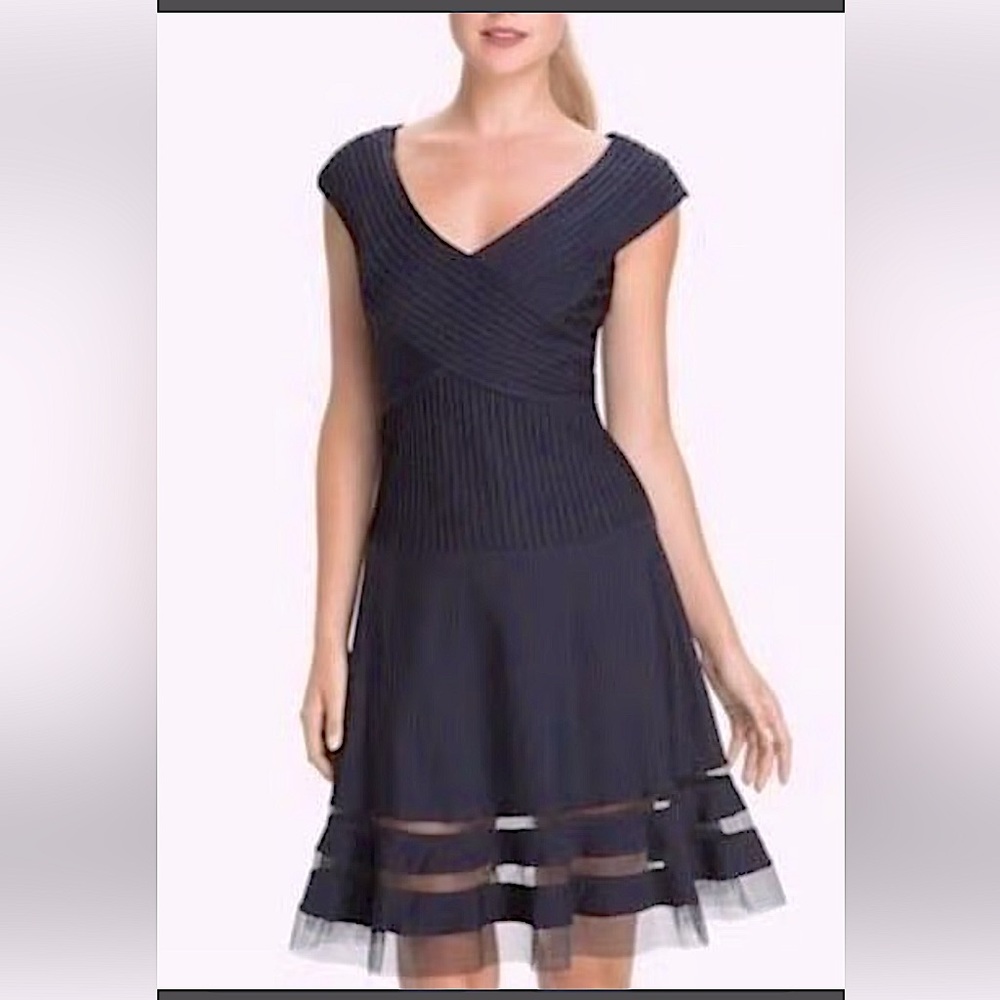 Tadashi Shoji Pintuck Jersey Portrait Cocktail Dress